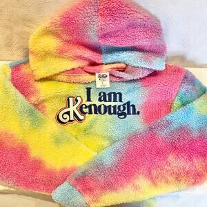 I Am Kenough Barbie Rainbow Tie-dye Fuzzy Sherpa Hoodie Size Large